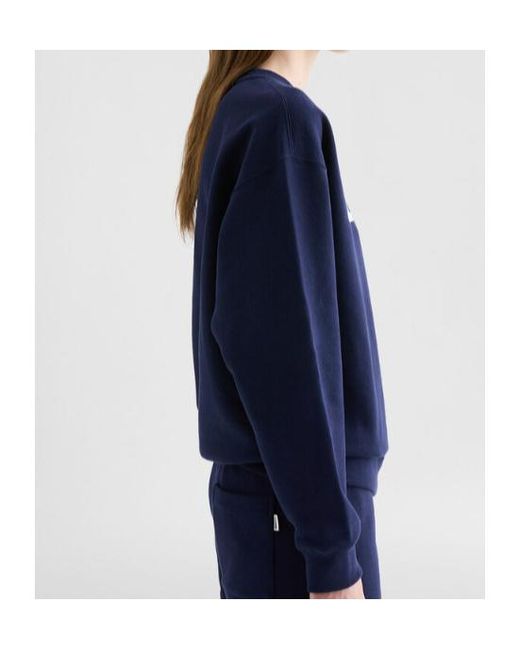 Jil Sander Blue Logo Printed Crewneck Sweatshirt