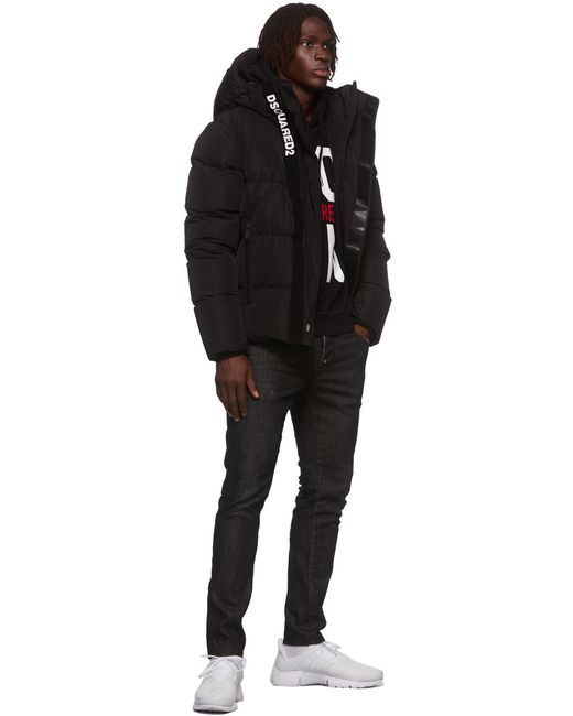 DSquared² Black Road Bomber Puffer Jacket for men