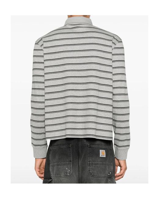 Vetements Gray Horizontal Stripe Pattern Polo Collar for men