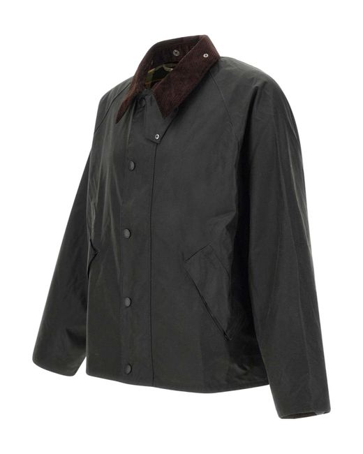 Barbour Black Corduroy Collar Buttoned Jacket for men