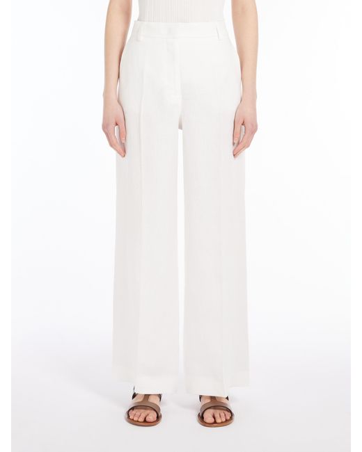 Weekend by Maxmara White Linen Canvas Trousers