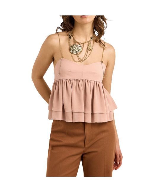 Chloé Pink Ruffle Cami Top