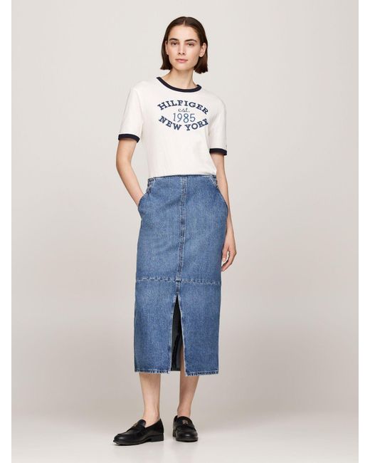 Tommy Hilfiger Blue Logo Denim Skirt