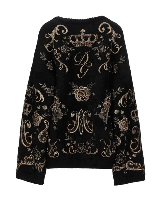 Dolce & Gabbana Black Floral Knit Top