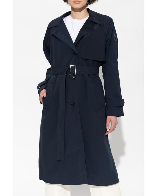 Woolrich Blue Belted Button-Up Trench Coat