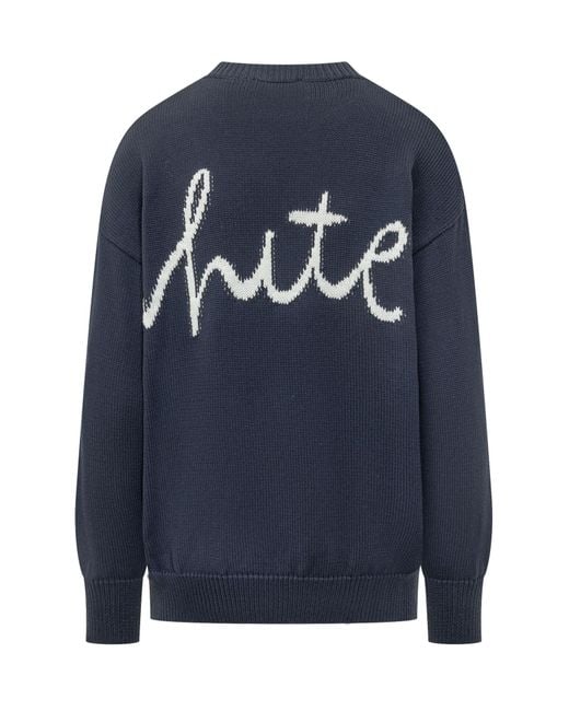 Off-White c/o Virgil Abloh Blue Crewneck Long-Sleeved Jumper