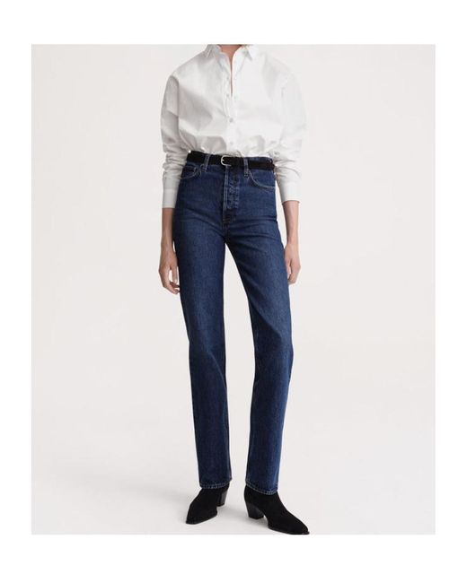 Totême  Blue Totême Logo Patch High-Waisted Jeans
