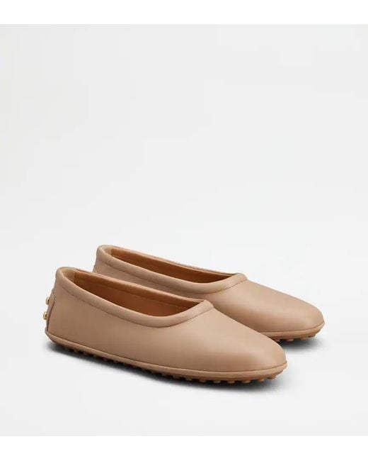 Tod's Natural Gomma Legg 04M Ballet Flats
