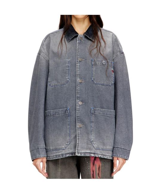 DIESEL Blue D-Stack-U-L Utility Style Denim Jacket for men