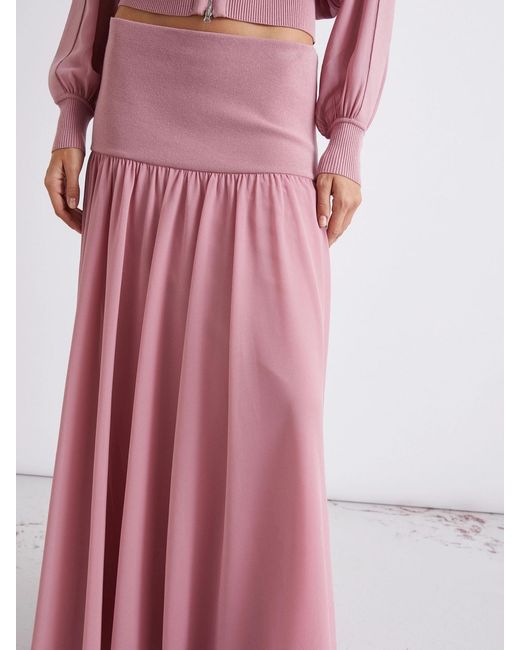 Marella Pink Pleated Midi Skirt