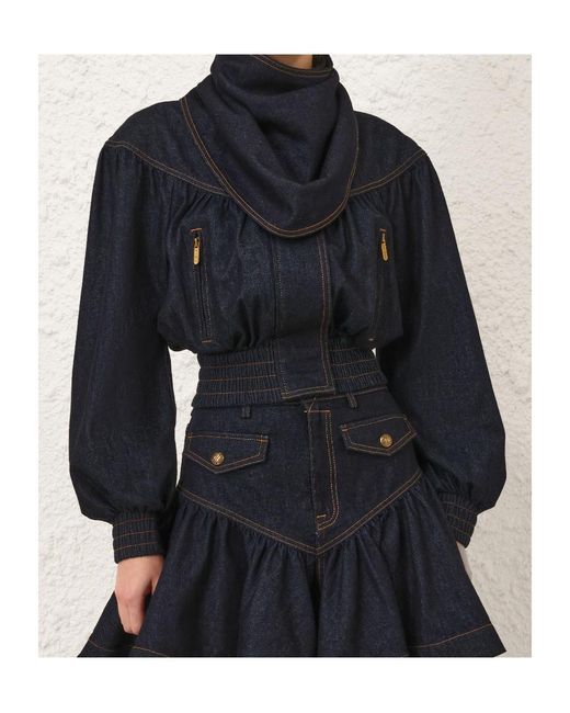 Zimmermann Blue Denim Handkerchief Bomber