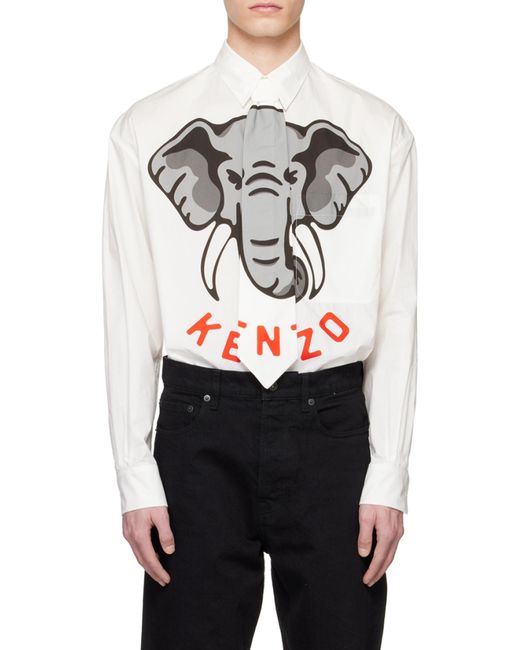 KENZO Gray Elephant Printed T-Shirt for men