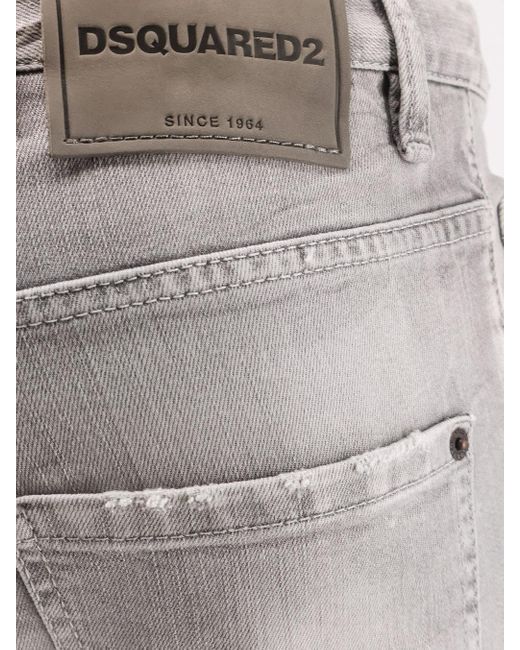 DSquared² Gray Low-Rise Distressed Jeans for men