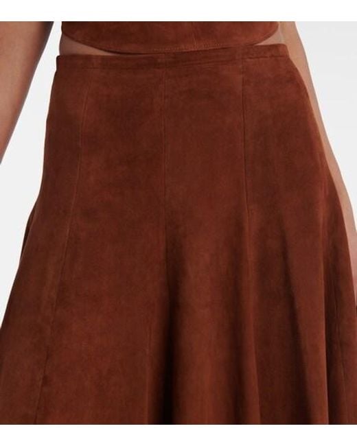 Stouls Brown Sabrina Suede Midi Skirt