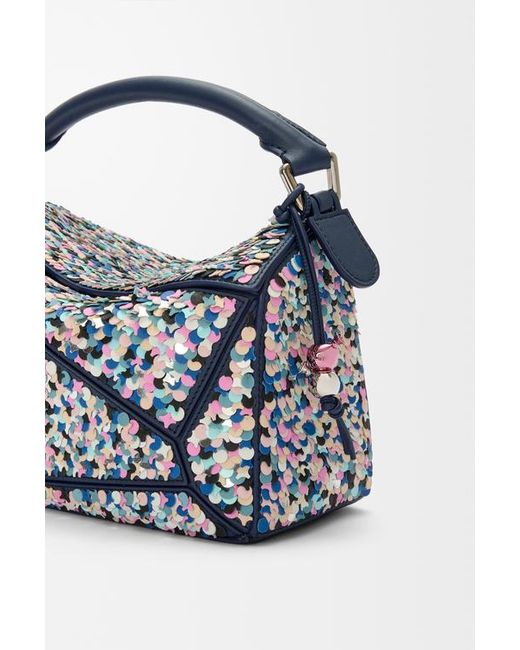 Loewe Blue Puzzle Small Logo Shoulder Bag