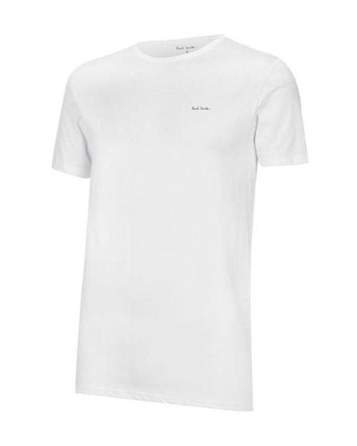 Paul Smith White Logo Crew Neck T-Shirt for men