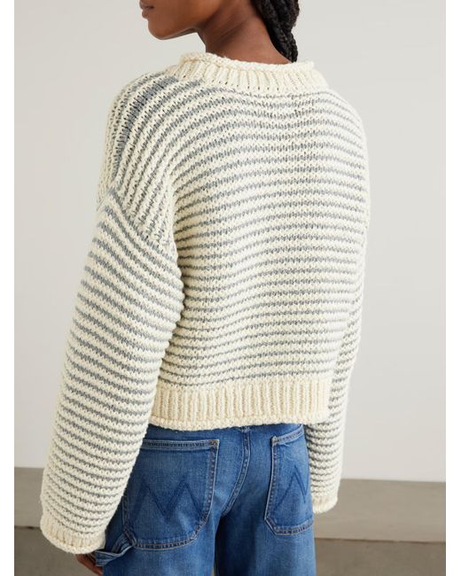 Mother White Striped Sweater