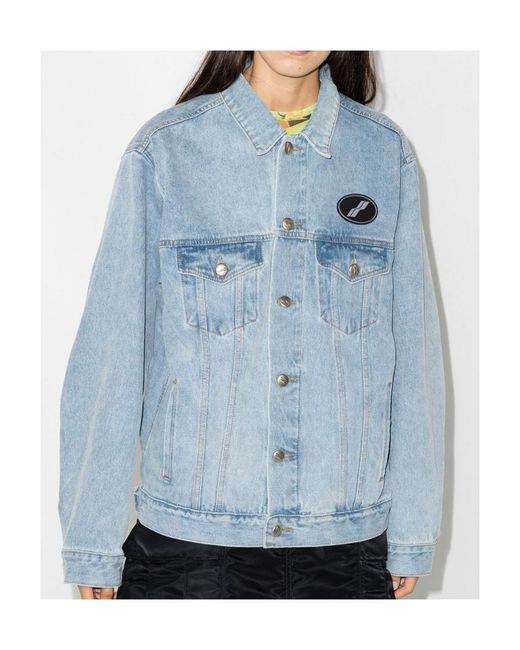 we11done Blue Logo-Patch Denim Jacket for men