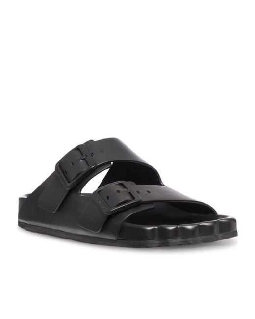 Balenciaga Black Buckle Slide-On Sandals