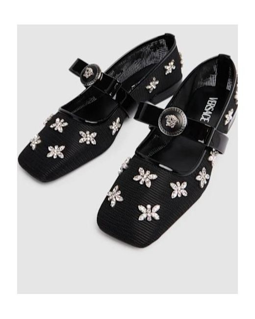 Versace Black Mesh Ballet Flats