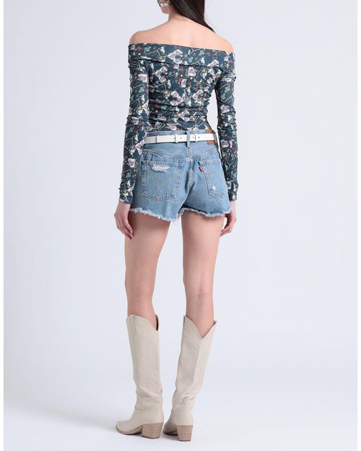 Isabel Marant Blue Off-The-Shoulder Top