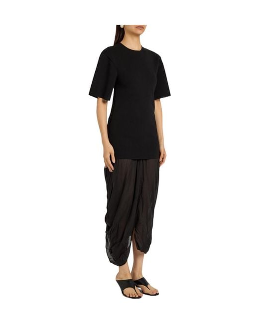 Totême  Black Layered Cocoon-Skirt Knit Midi Dress