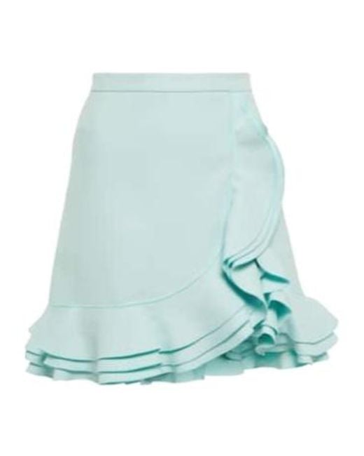 Giambattista Valli Green Ruffle-Trimmed Crêpe Miniskirt