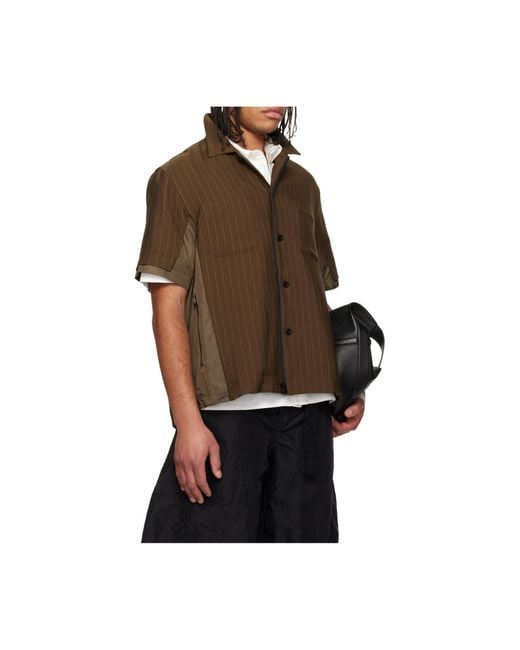 Sacai Brown Short Sleeve Shirt for men