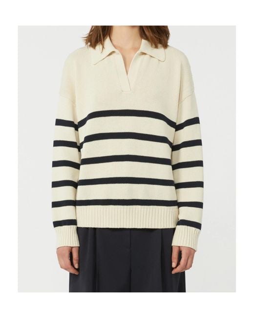 Weekend by Maxmara White Wkdpanfilo Striped Knitted Polo Top