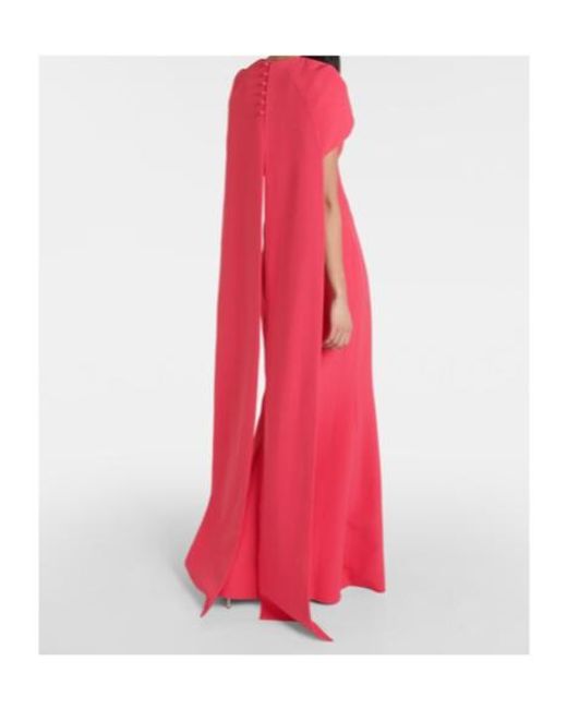 Safiyaa Red Ginkgo Caped Gown