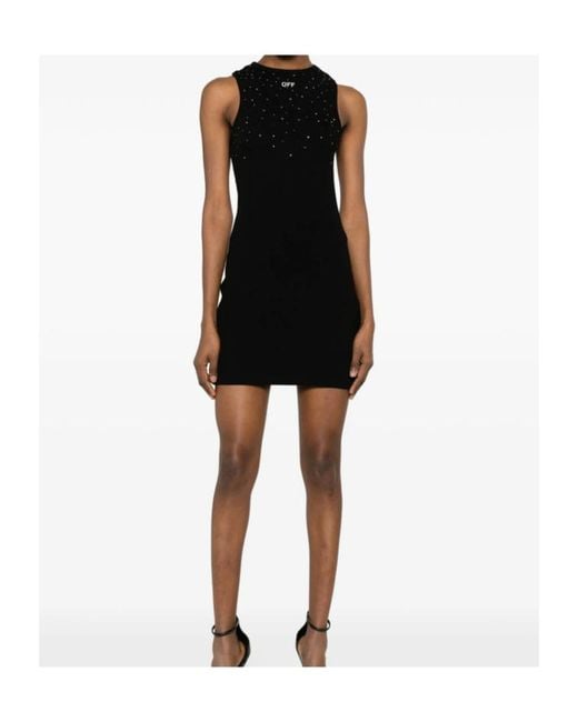 Off-White c/o Virgil Abloh Black Logo Embroidered Embellished Sleeveless Dress