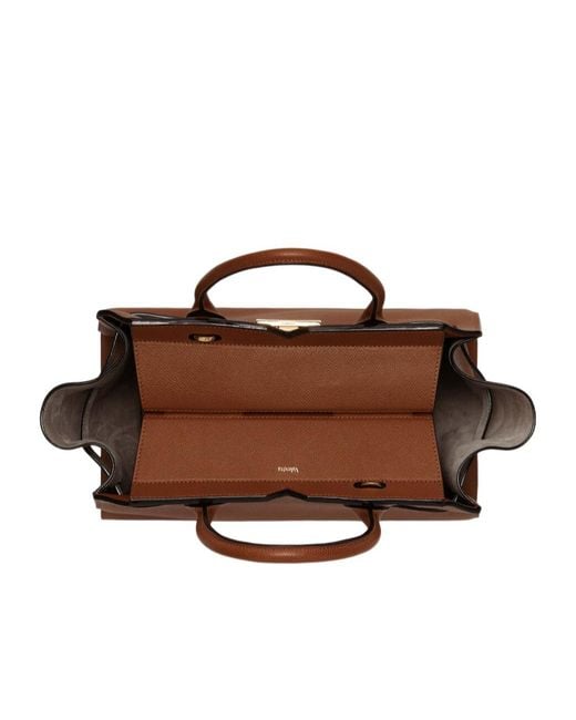 Valextra Brown Milano Medium Top Handle Bag