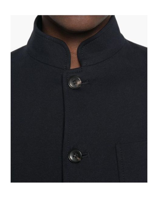 Circolo 1901 Blue Mandarin-Collar Patch-Pocket Jacket