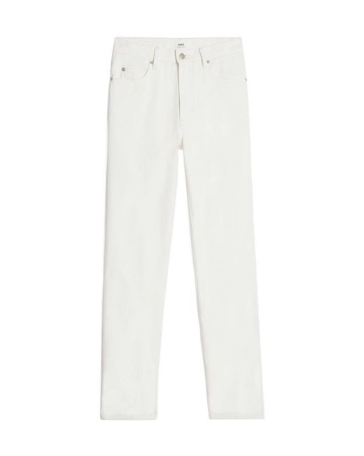 AMI White Straight Fit Trousers