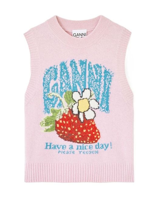Ganni Pink Strawberry Vest