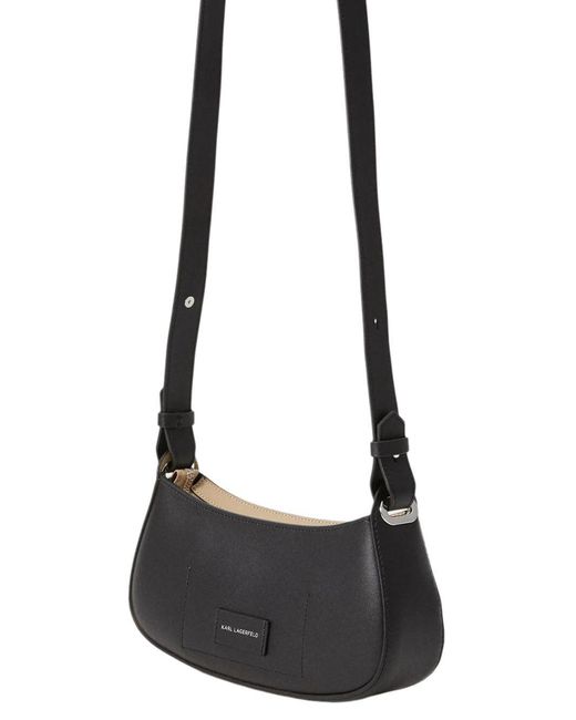 Karl Lagerfeld Black Circle Woven Shoulder Bag