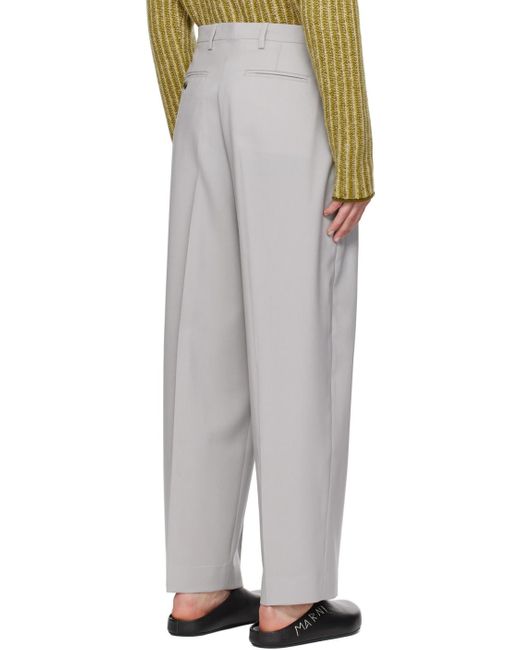Marni Gray Belt-Loop Casual Pants for men