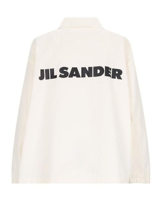 Jil Sander White Logo-Printed Textured Jacket