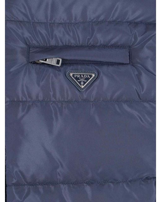 Prada Blue Logo Zip Down Jacket for men