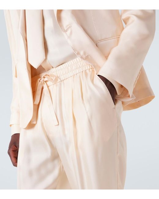 Dolce & Gabbana Natural Silk Tapered Pants for men