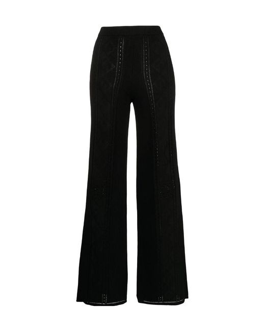 MARINE SERRE Black Crescent Moon Patterned High-Waist Trousers
