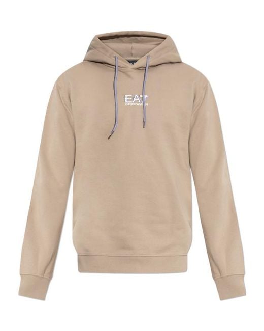 EA7 Natural Logo Printed Drawstring Hoodie for men