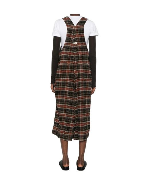 R13 Brown Plaid Overalls