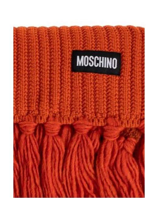 Moschino Red Tasseled Scarf for men
