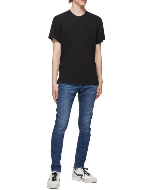 Rag & Bone Black Short-Sleeve Henley T-Shirt for men