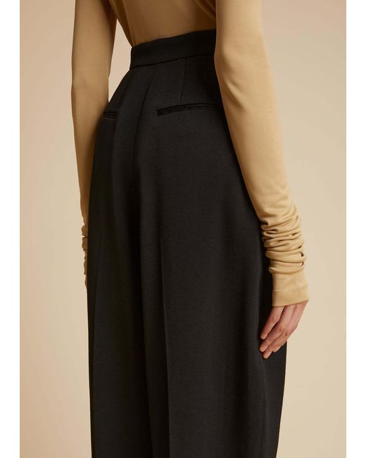 Khaite Black Ashford High-Waisted Tapered Leg Trousers