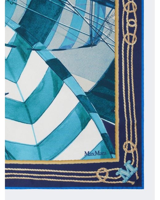 Max Mara Blue Printed Silk Foulard