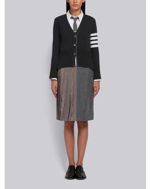 Thom Browne Black 4-Bar V-Neck Cardigan