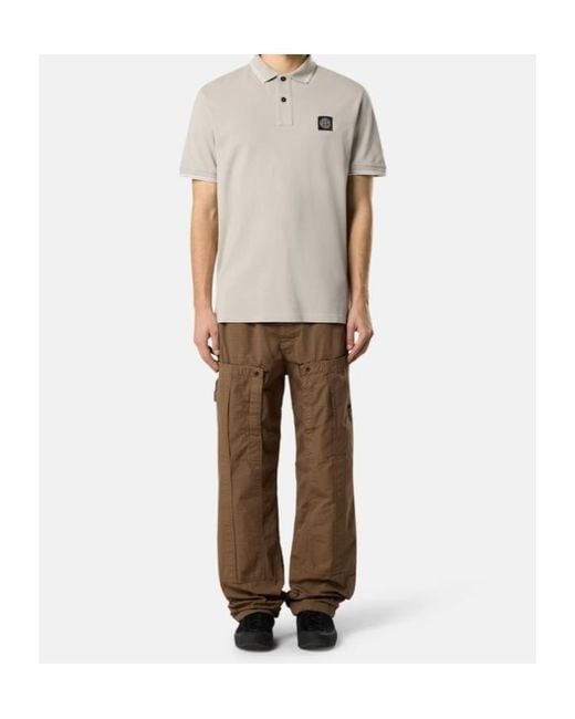 Stone Island Blue Logo Patch Short-Sleeved Polo Shirt for men