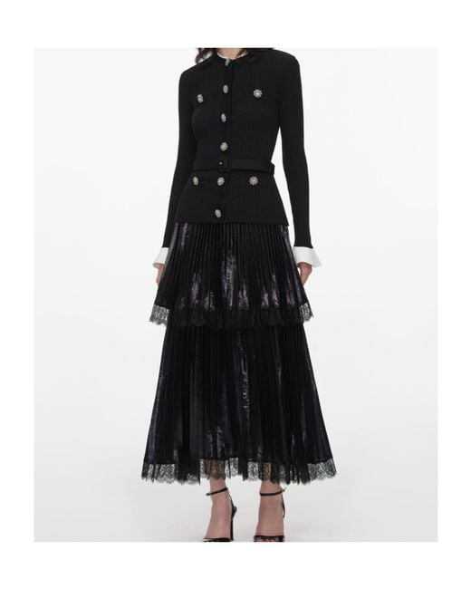 Self-Portrait Black Long-Sleeved Dress